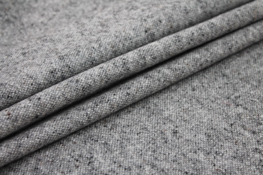 Silk and Wool Mix Tweed - Grey fabric