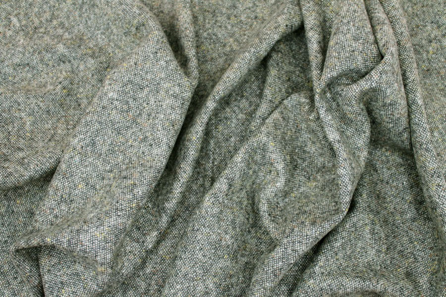 Silk and Wool Mix Tweed - Grey Green fabric, image 4 of 4