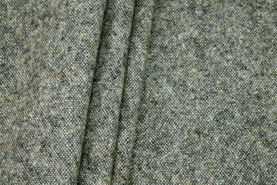 Silk and Wool Mix Tweed - Grey Green fabric, image 2 of 4