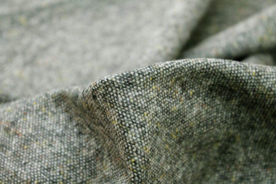 Silk and Wool Mix Tweed - Grey Green fabric, image 3 of 4
