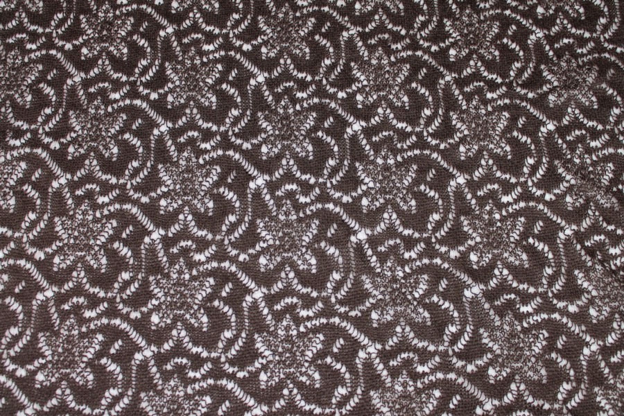Flower Pattern "Lace" Wool Knit - Dark Brown fabric, image 6 of 7
