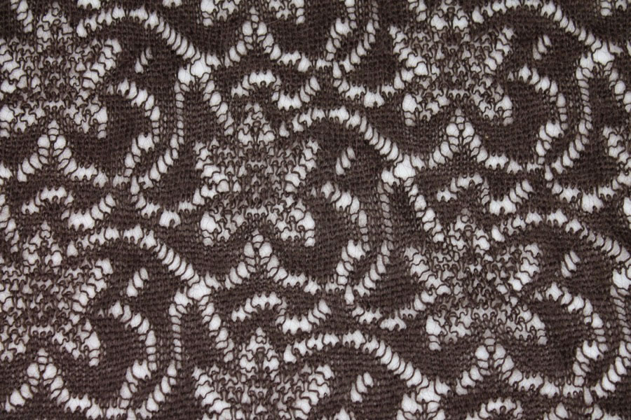 Flower Pattern "Lace" Wool Knit - Dark Brown fabric, image 5 of 7