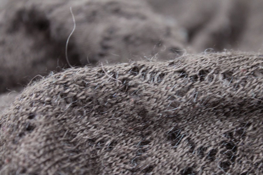 Flower Pattern "Lace" Wool Knit - Dark Brown fabric, image 2 of 7