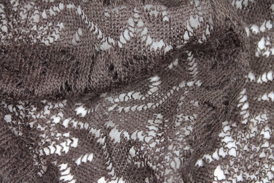 Flower Pattern "Lace" Wool Knit - Dark Brown fabric, image 3 of 7