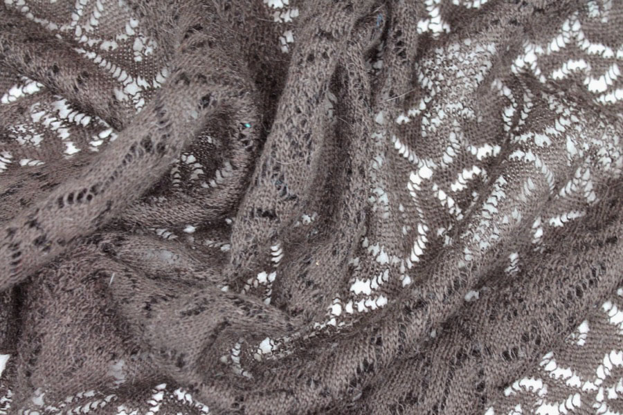 Flower Pattern "Lace" Wool Knit - Dark Brown fabric, image 7 of 7
