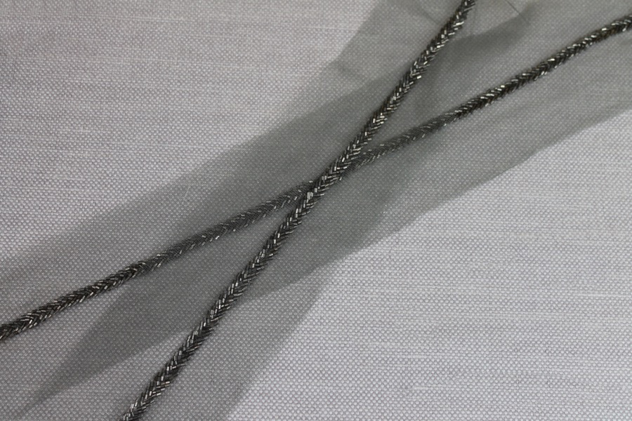 Beaded Micro Trim - Herringbone - Hematite, image 2 of 4