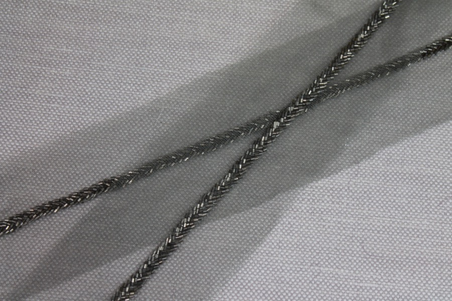 Beaded Micro Trim - Herringbone - Hematite, image 4 of 4