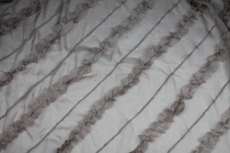 Silk Georgette w/Diagonal Frill/Stripe - Oyster fabric, image 2 of 6