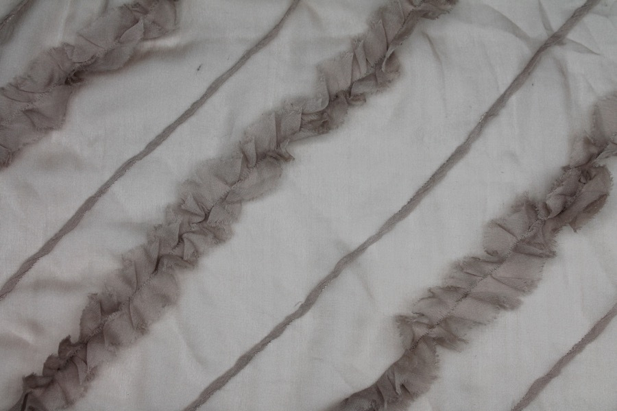 Silk Georgette w/Diagonal Frill/Stripe - Oyster fabric, image 5 of 6