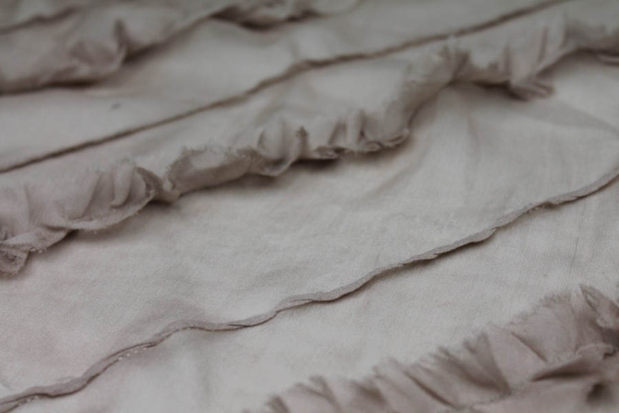 Silk Georgette w/Diagonal Frill/Stripe - Oyster fabric, image 4 of 6