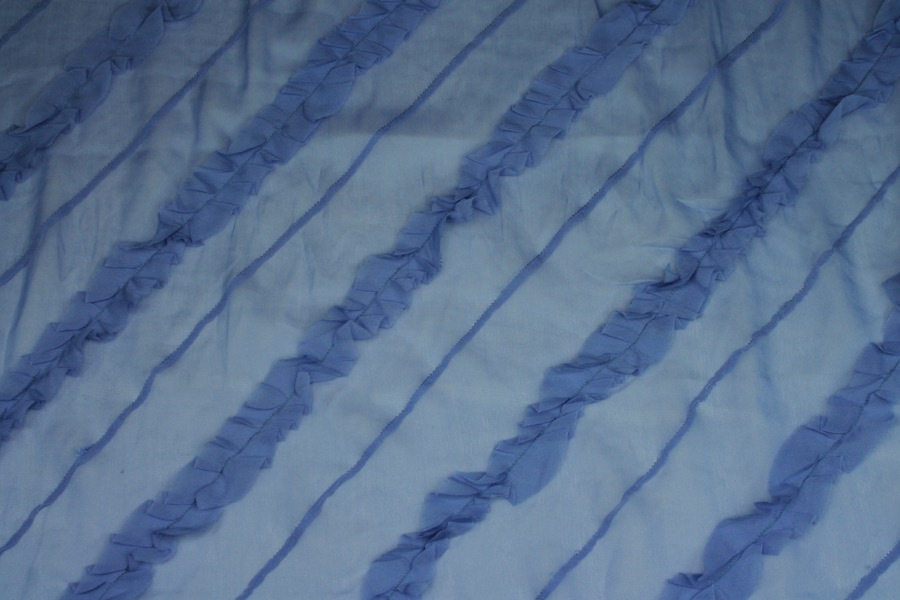 Silk Georgette w/Diagonal Frill/Stripe - Cornflower fabric, image 4 of 6