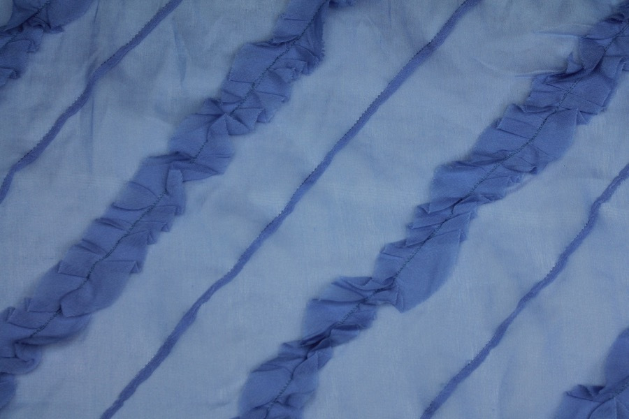 Silk Georgette w/Diagonal Frill/Stripe - Cornflower fabric, image 6 of 6