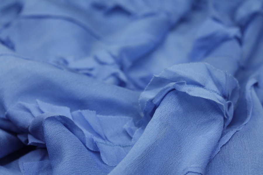 Silk Georgette w/Diagonal Frill/Stripe - Cornflower fabric