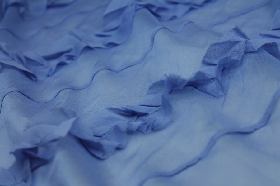 Silk Georgette w/Diagonal Frill/Stripe - Cornflower fabric, image 3 of 6