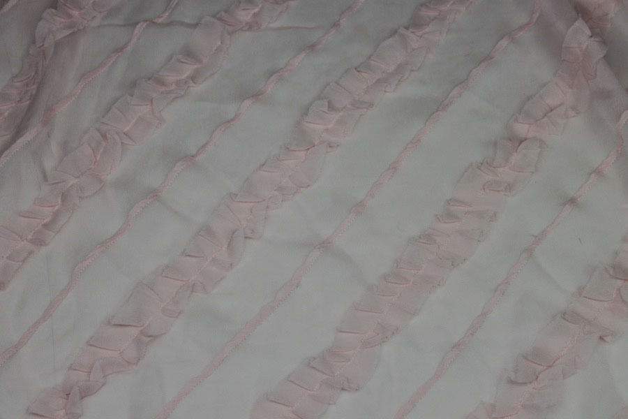 Silk Georgette w/Diagonal Frill/Stripe - Pale pink fabric, image 3 of 7