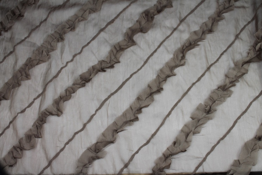 Silk Georgette w/Diagonal Frill/Stripe - Mushroom fabric, image 3 of 7