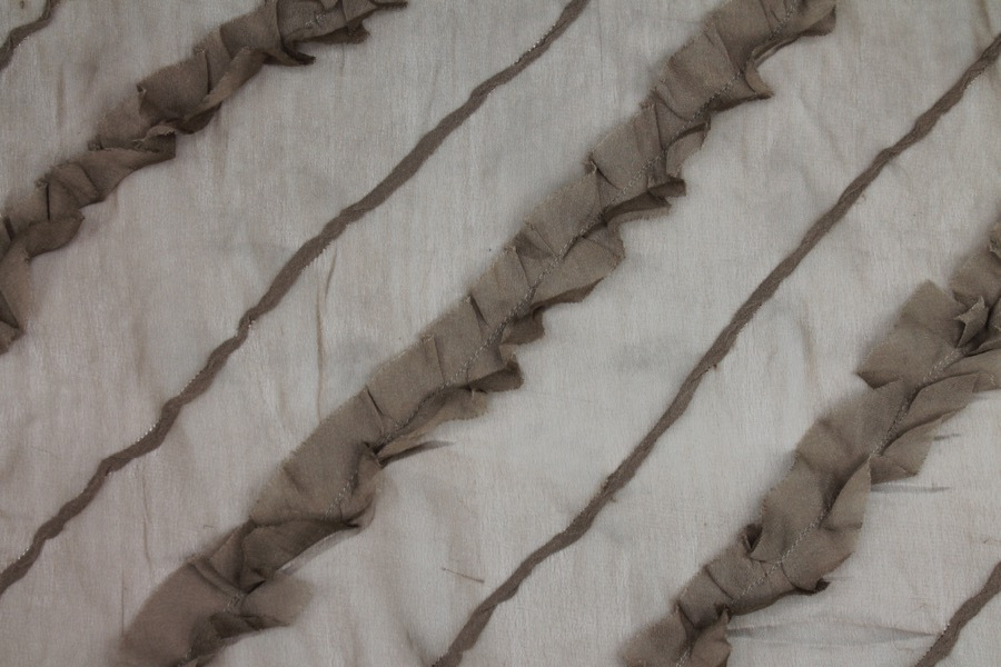 Silk Georgette w/Diagonal Frill/Stripe - Mushroom fabric, image 4 of 7