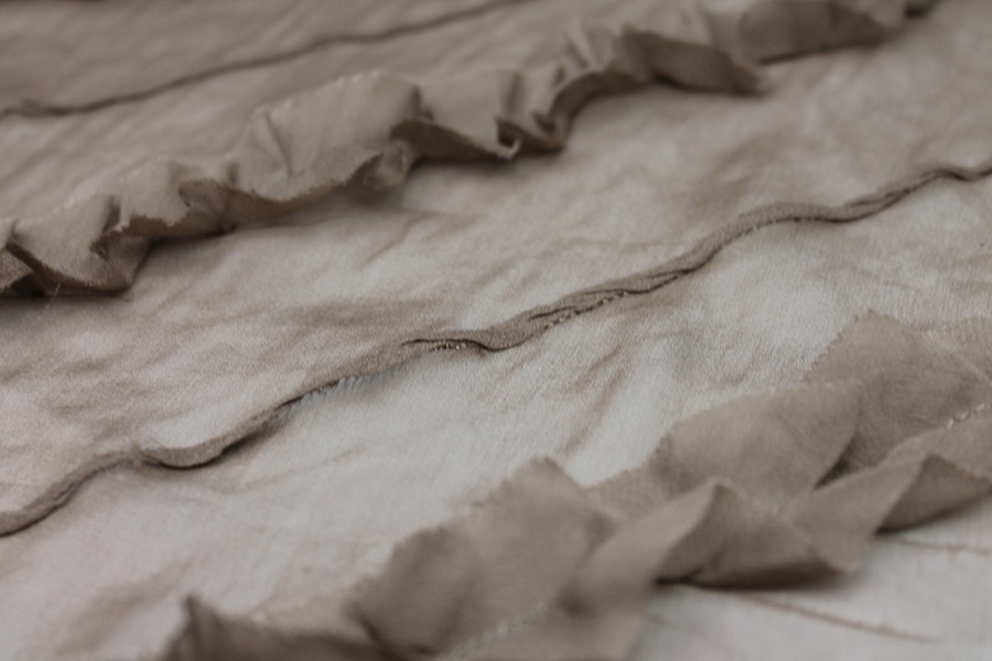 Silk Georgette w/Diagonal Frill/Stripe - Mushroom fabric, image 2 of 7