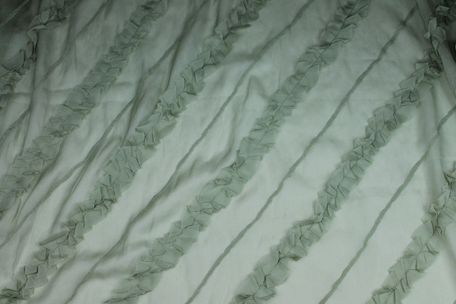 Silk Georgette w/Diagonal Frill/Stripe - Sage Green fabric, image 4 of 6