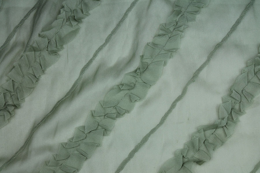 Silk Georgette w/Diagonal Frill/Stripe - Sage Green fabric, image 2 of 6