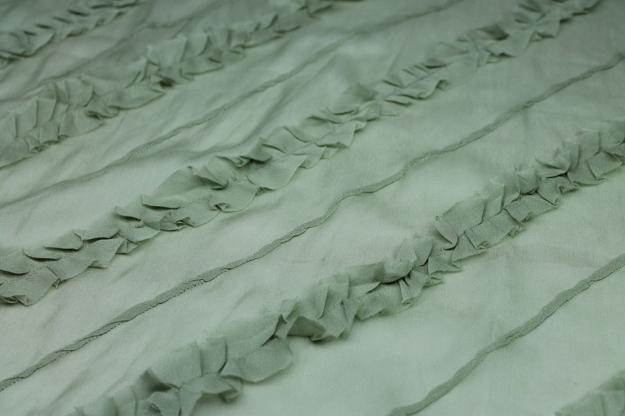 Silk Georgette w/Diagonal Frill/Stripe - Sage Green fabric, image 5 of 6