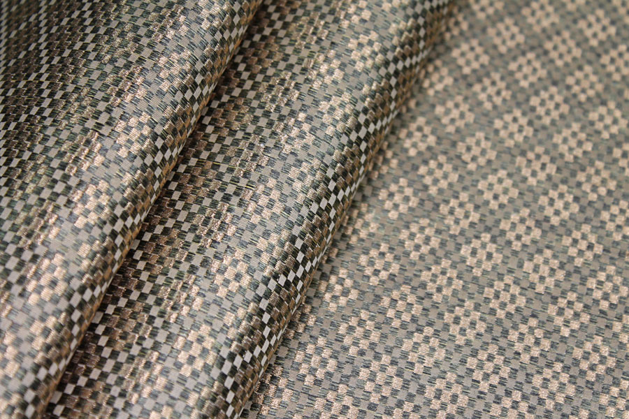Banaras Brocade - Green & Gold Geometric fabric