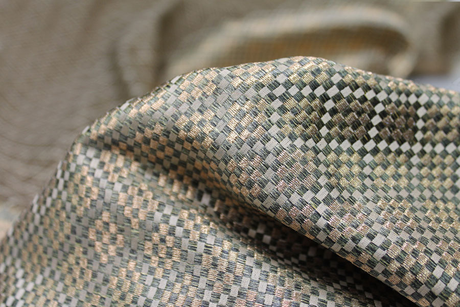 Banaras Brocade - Green & Gold Geometric fabric, image 4 of 6