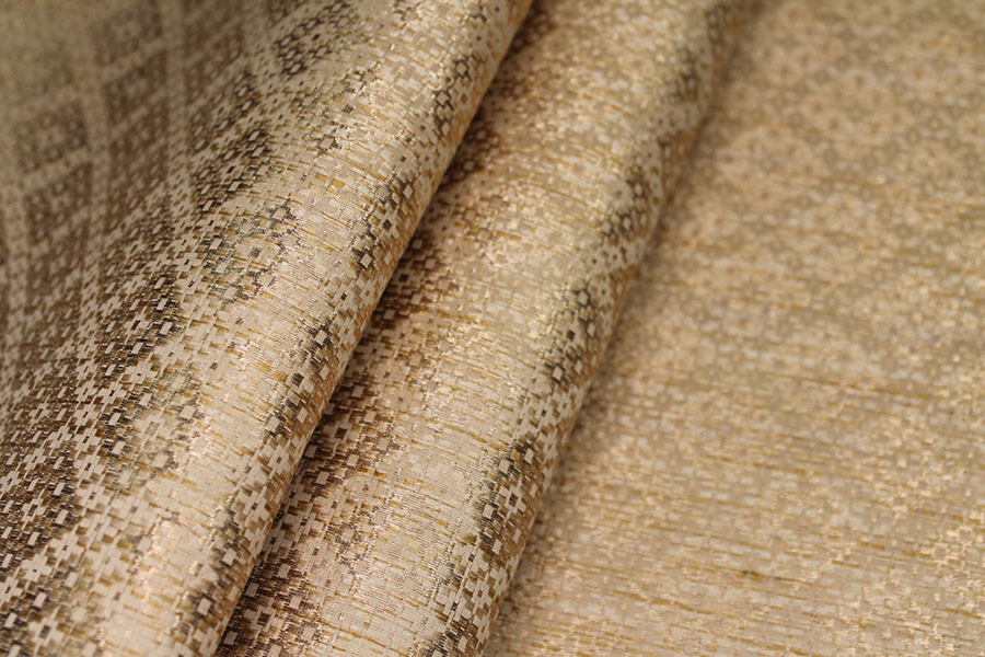 Banaras Brocade - Straw & Gold Geometric fabric