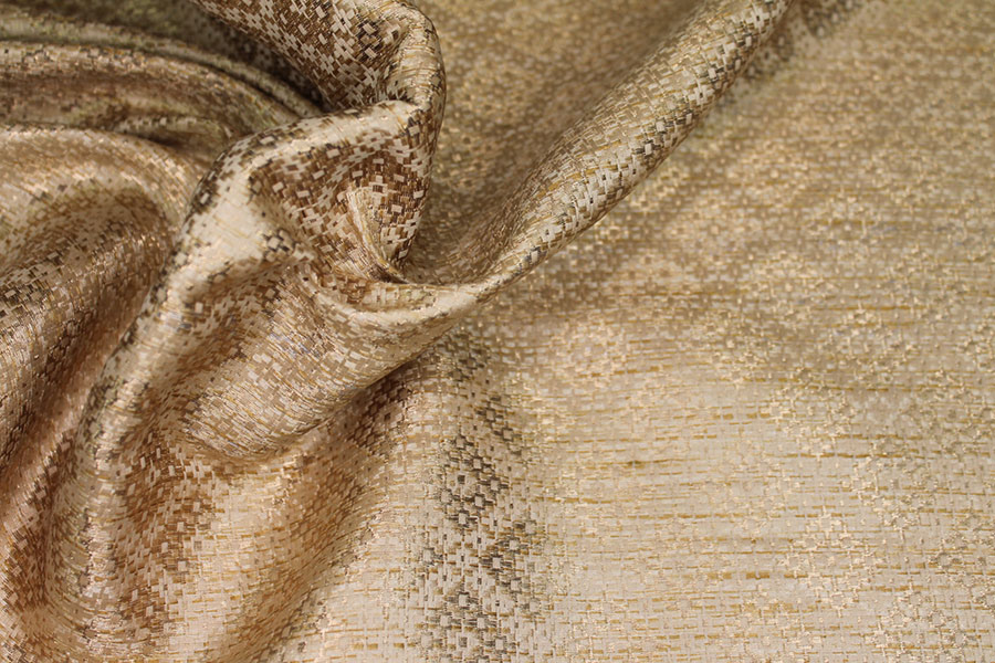 Banaras Brocade - Straw & Gold Geometric fabric, image 4 of 6