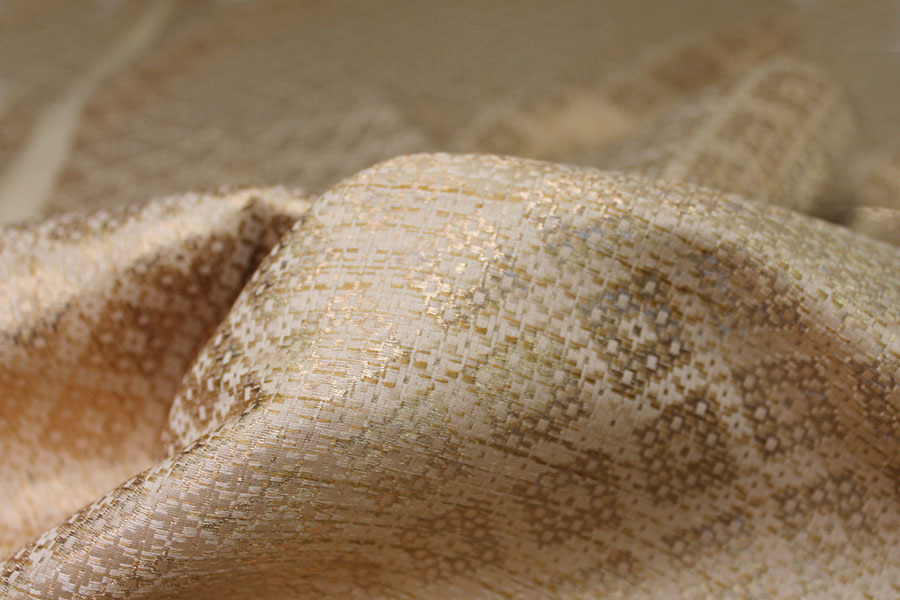 Banaras Brocade - Straw & Gold Geometric fabric, image 2 of 6