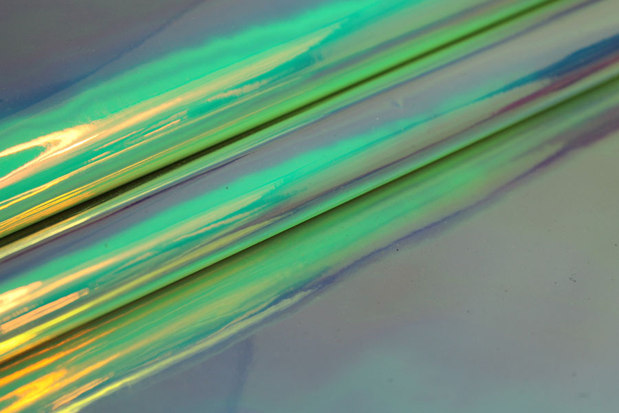 Iridescent Mirror PVC - Mint/Blue fabric, image 5 of 6