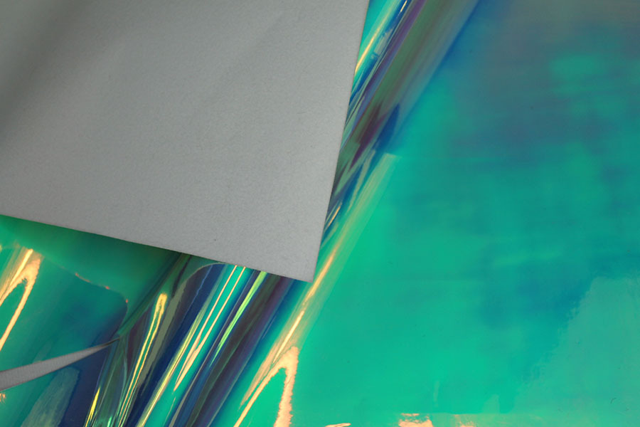 Iridescent Mirror PVC - Mint/Blue fabric, image 2 of 6