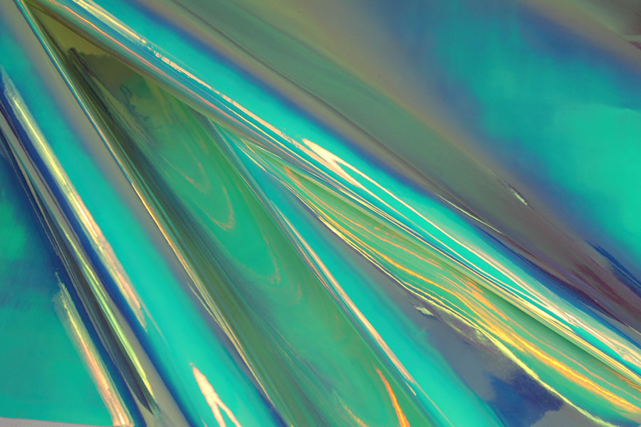 Iridescent Mirror PVC - Mint/Blue fabric, image 4 of 6