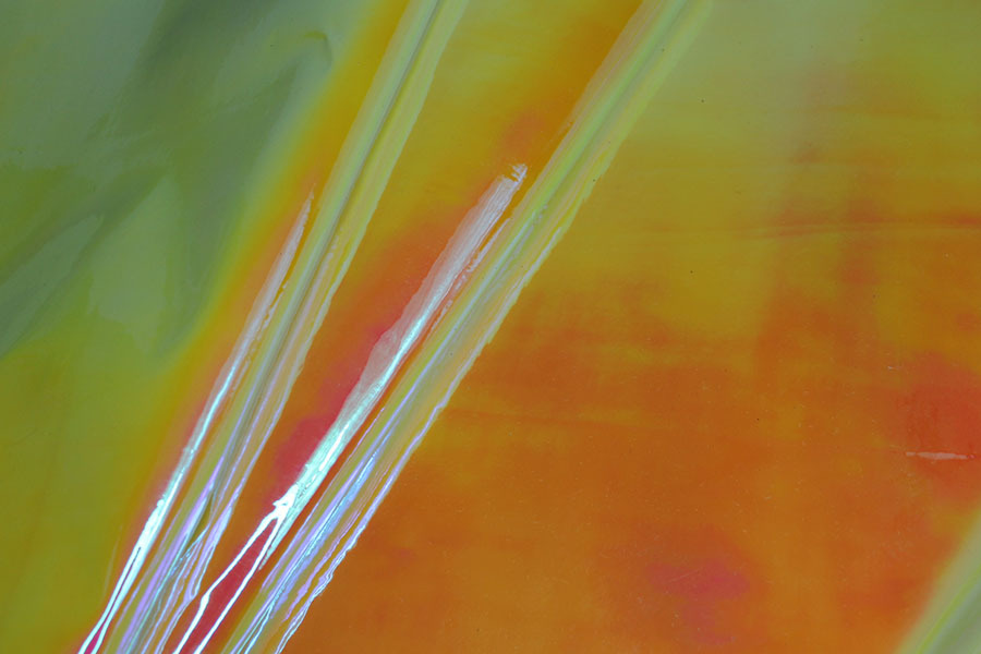 Iridescent Mirror PVC - Yellow/Orange fabric, image 3 of 5