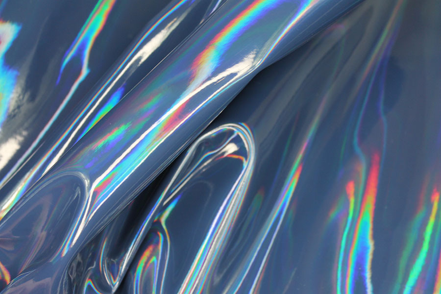 Glossy Holographic PVC - Navy fabric, image 2 of 7