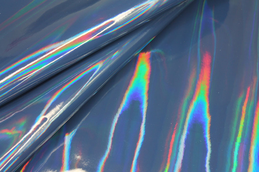 Glossy Holographic PVC - Navy fabric, image 6 of 7