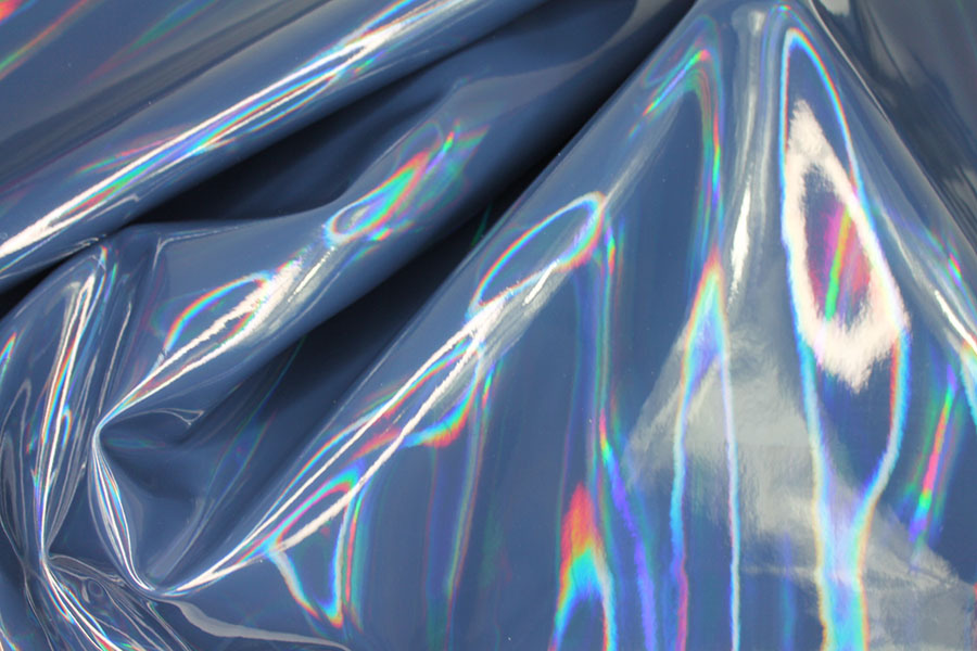 Glossy Holographic PVC - Navy fabric, image 5 of 7
