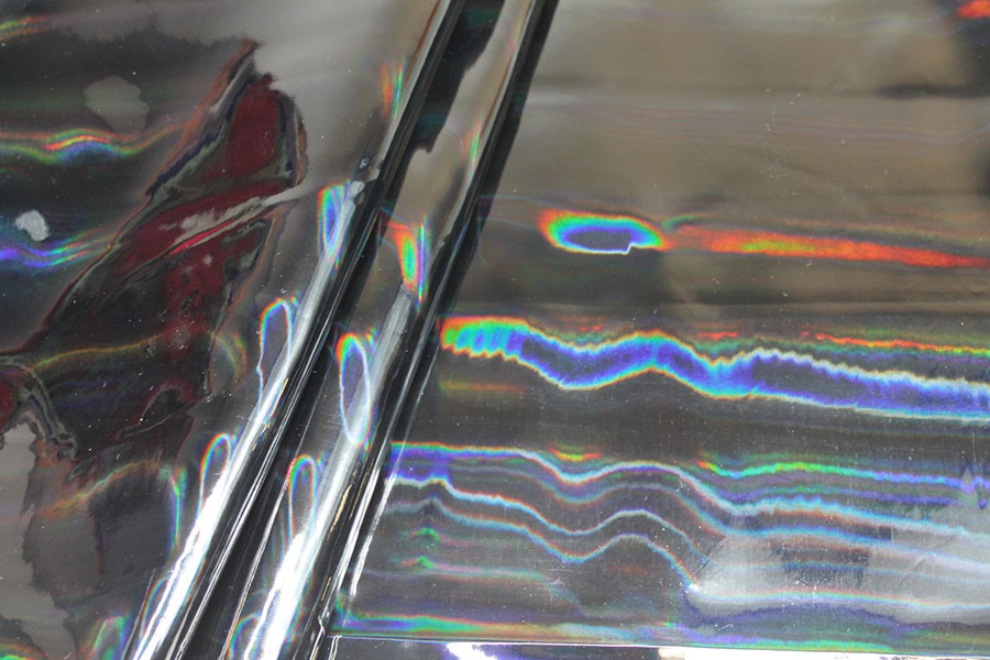 Glossy Holographic PVC - Black fabric, image 2 of 6