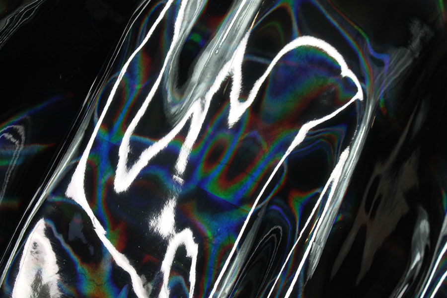 Glossy Holographic PVC - Black fabric, image 3 of 6