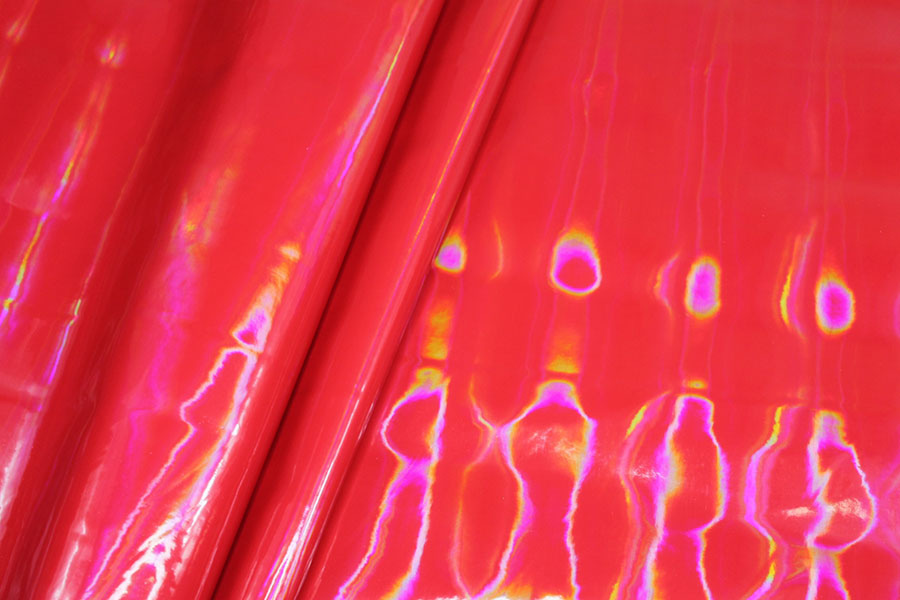 Glossy Holographic PVC - Red fabric, image 2 of 7