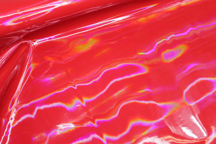 Glossy Holographic PVC - Red fabric, image 5 of 7