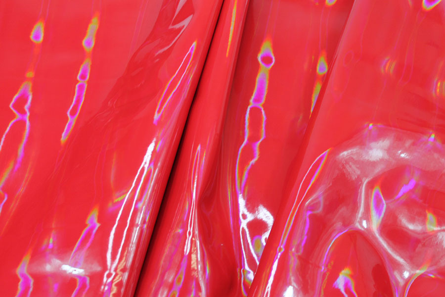 Glossy Holographic PVC - Red fabric, image 3 of 7