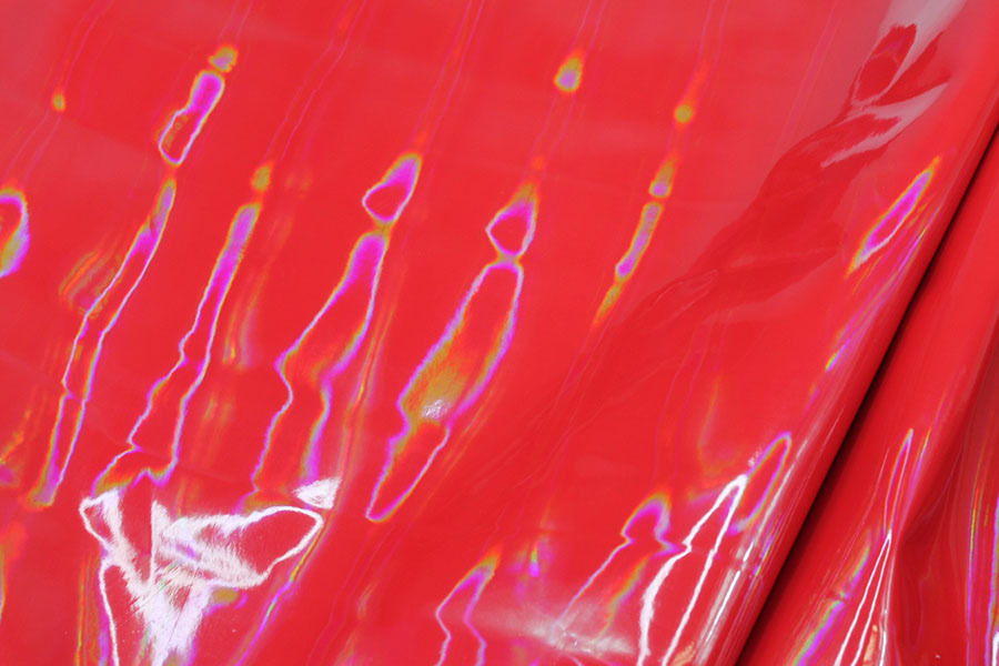 Glossy Holographic PVC - Red fabric, image 7 of 7