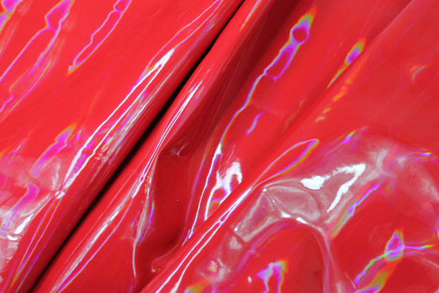 Glossy Holographic PVC - Red fabric, image 4 of 7