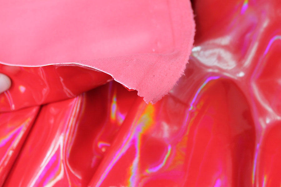 Glossy Holographic PVC - Red fabric, image 6 of 7