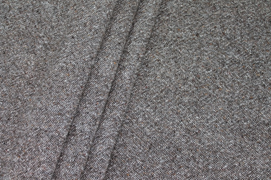 Wool Tweed - Brown and Ivory with Rust fabric, image 4 of 7