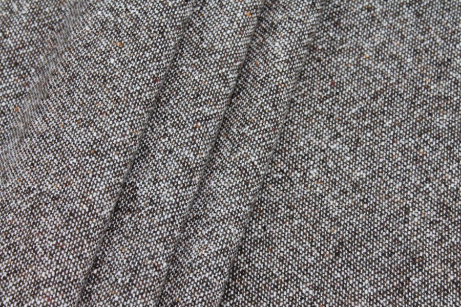 Wool Tweed - Brown and Ivory with Rust fabric, image 3 of 7