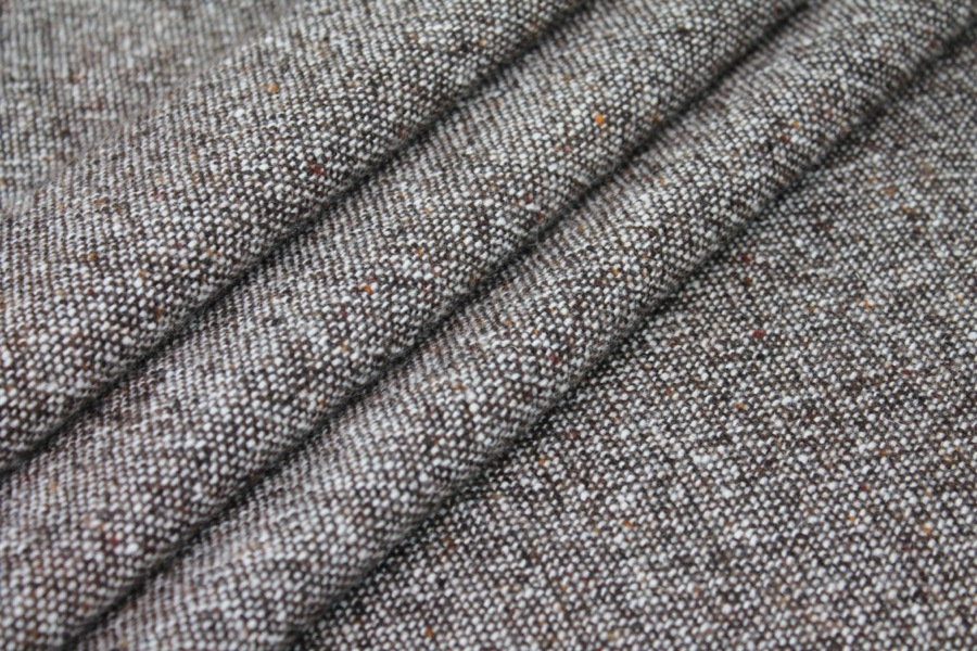 Wool Tweed - Brown and Ivory with Rust fabric