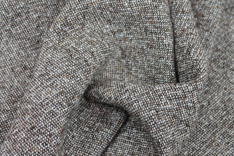 Wool Tweed - Brown and Ivory with Rust fabric, image 6 of 7
