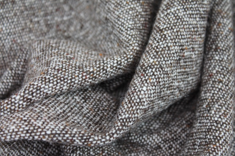 Wool Tweed - Brown and Ivory with Rust fabric, image 2 of 7